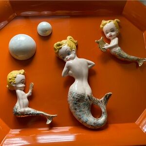 Vintage Mermaid Wall art/plaque. Mermaid, babies and bubbles